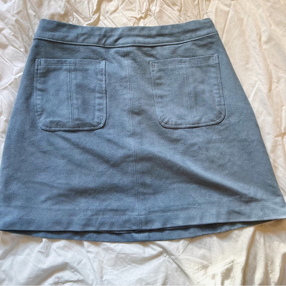 Abercrombie & Fitch blue suede skirt.